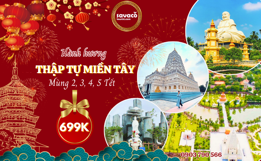 TET.Tour Hành Hương 10 Kiểng Chùa Miền Tây 1 Ngày